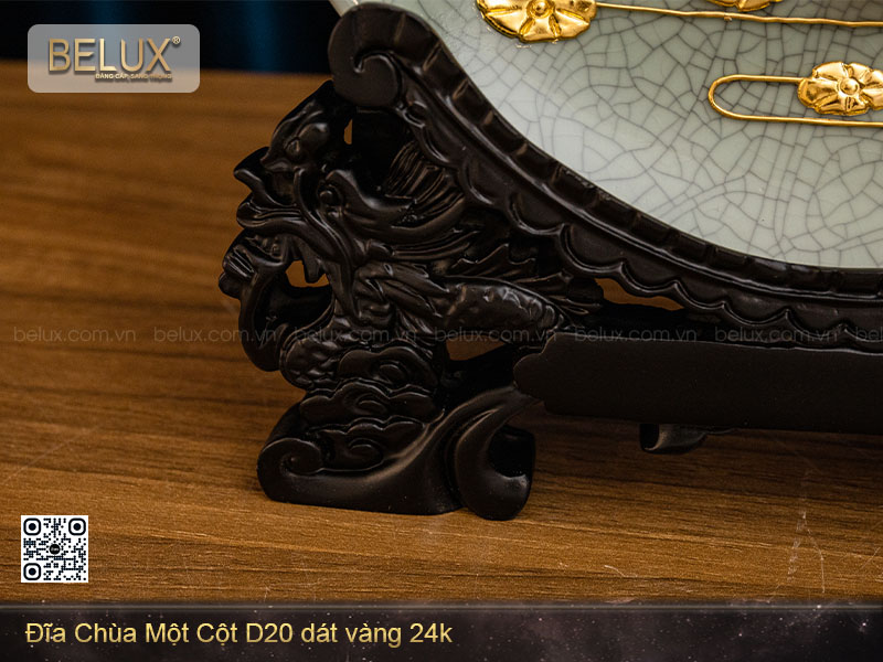 Đĩa chùa một cột D20 dát vàng 24k&nbsp;